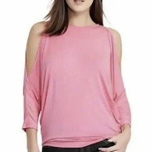 Lauren Ralph Lauren Barbie Pink Cold Shoulder Batwing Blouse 3/4 Sleeve Sz L